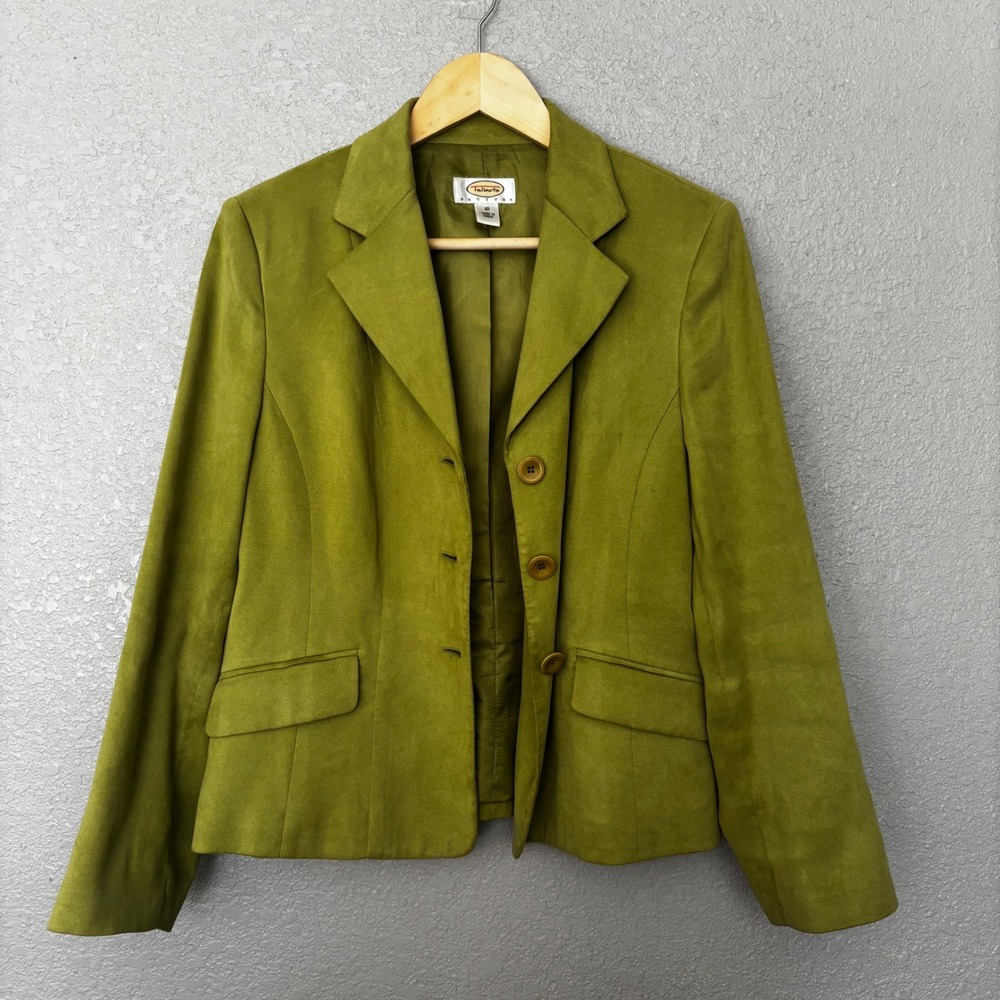 Talbots Petites Green Suede Blazer Jacket Womens Size 10 Career‎ Casual Holiday